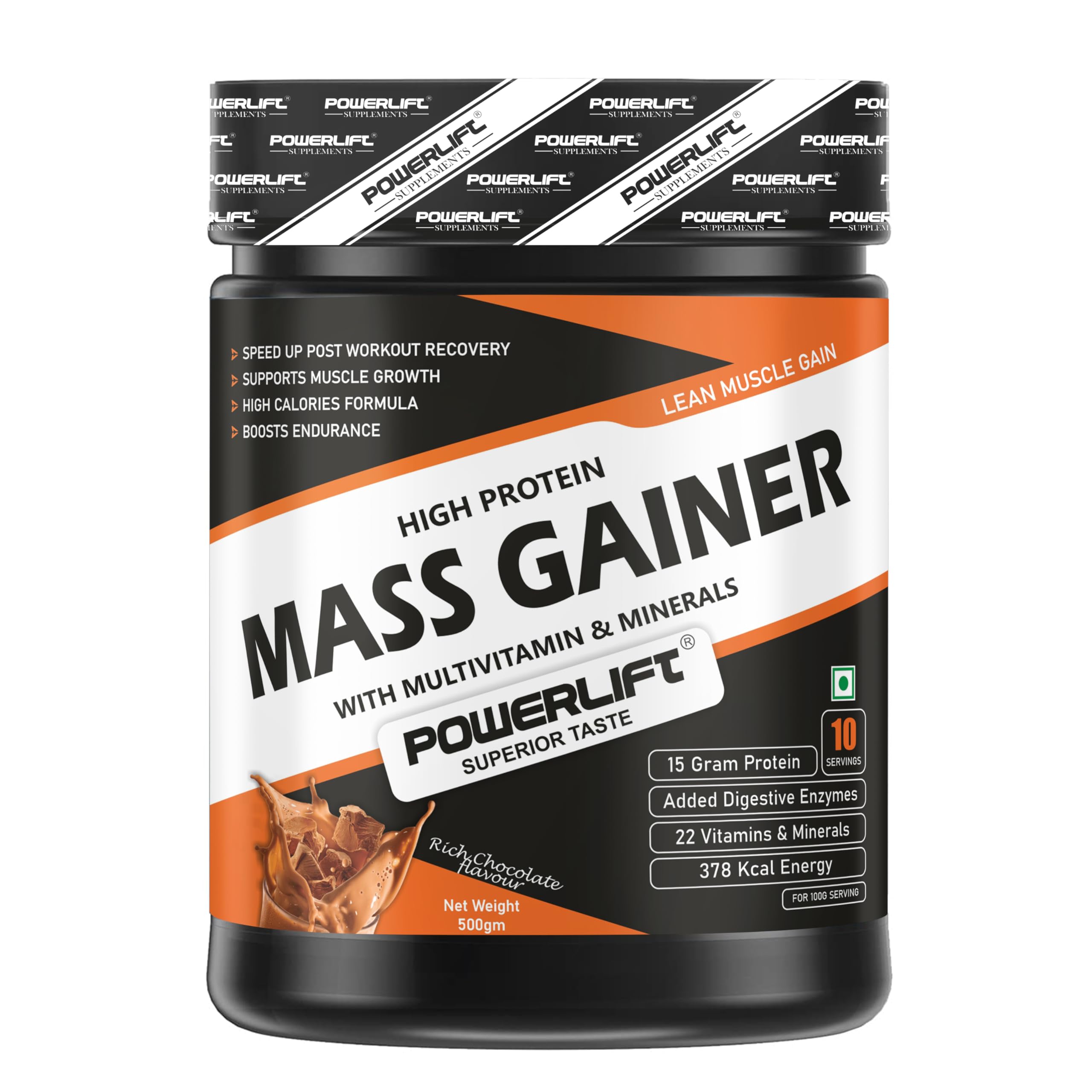 Mass Gainer Protein 500gm, Chocolate Flavour | Added Multivitamin & Minerals | Muscle Gain & Fast Growth |10 Servings-image-41