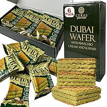 Ceres Gourmet Dubai Pistachio Wafer, 6 Pcs Crispy Kunafa Pistachio Wafer in Individually Pack &ndash; Gourmet Dubai Wafers for Christmas, Thanksgiving, and All Special Occasions