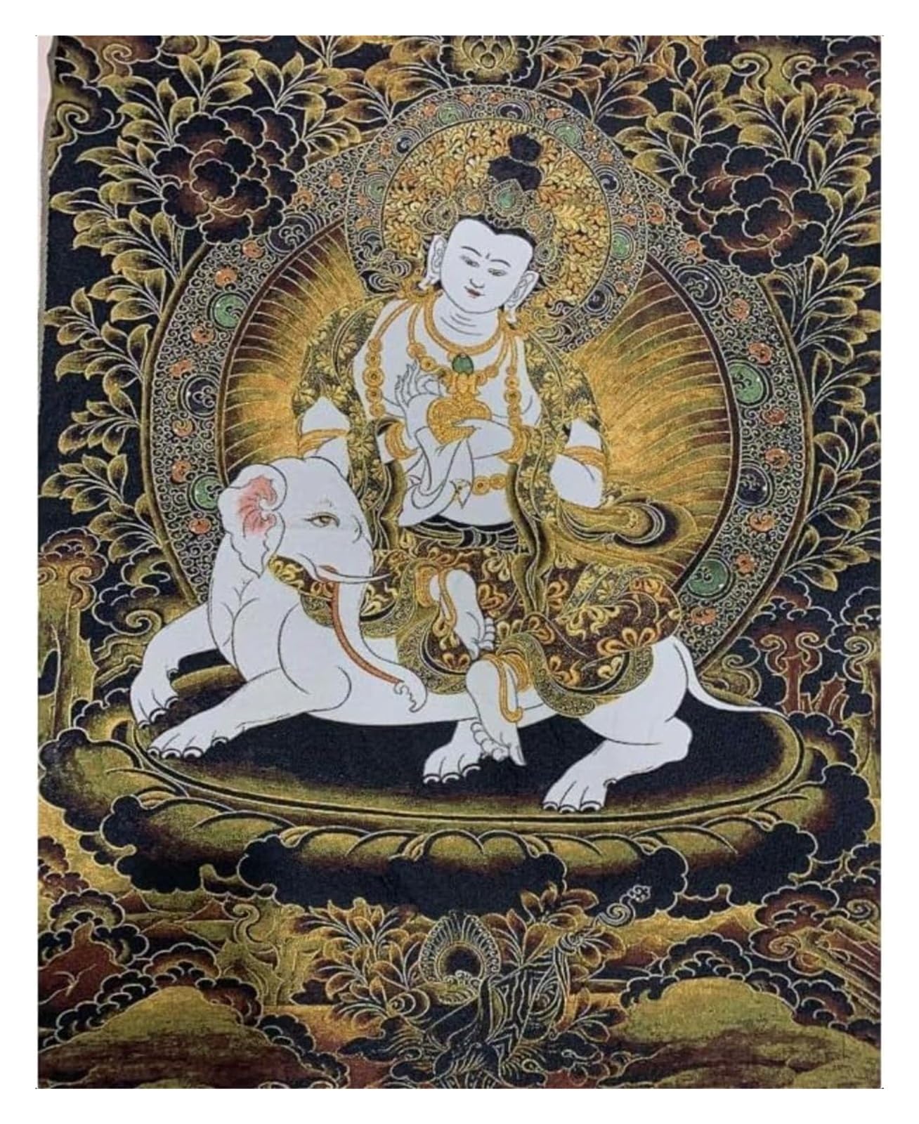 PZOFERLIN Ricamo tibetano Thangka Ricamo in seta Thangka tibetano Samantabhadra Bodhisattva da appendere alla parete 60x90 cm