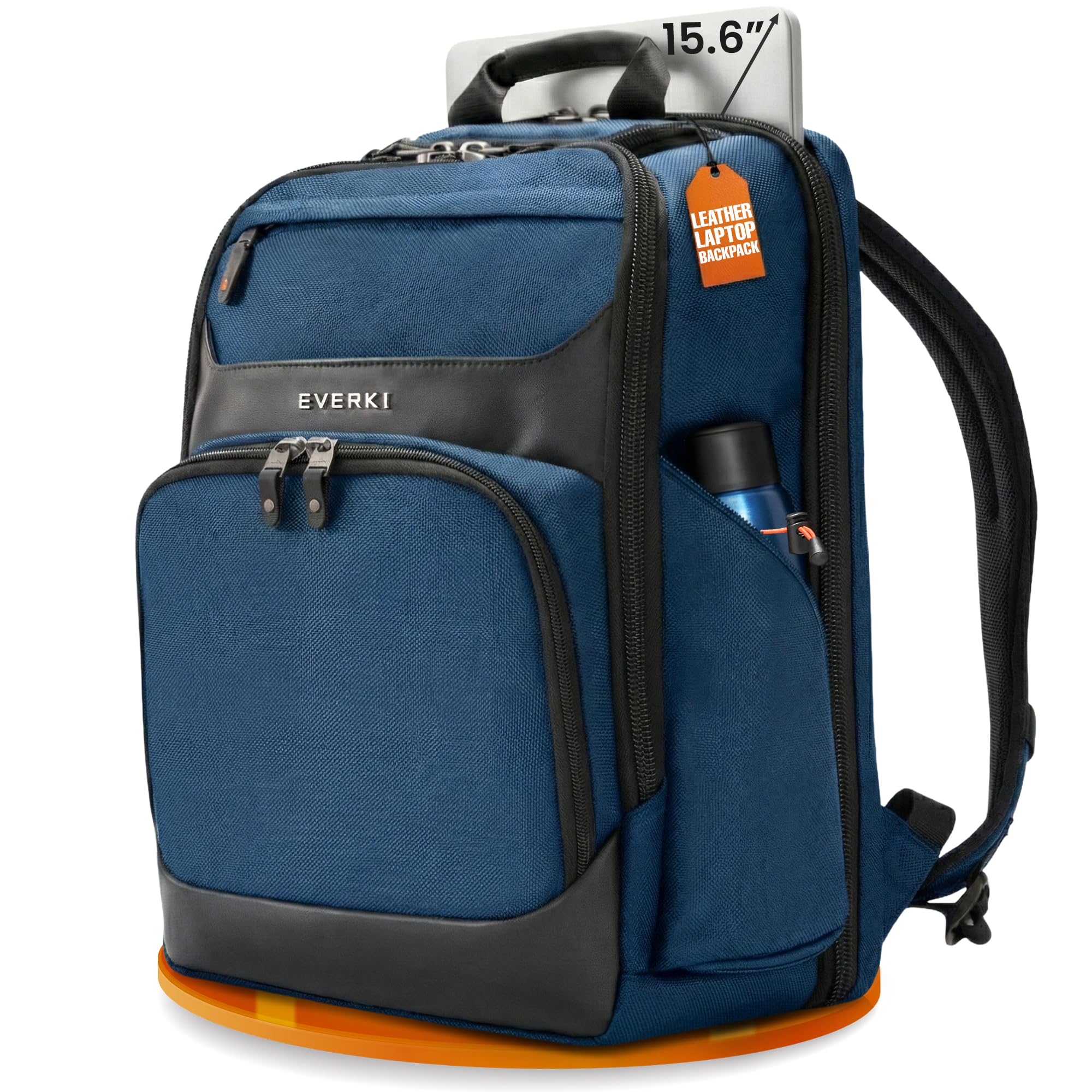 EVERKI Onyx Premium Business Executive Laptop Backpack - Ballistic Nylon and Leather Office Backpack Laptop Bag, Travel Friendly Office Bagpack,
