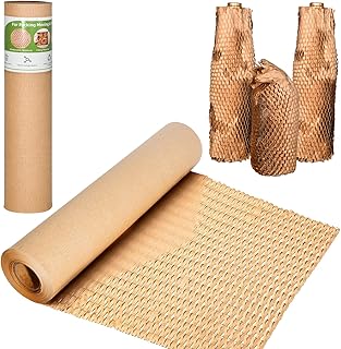 Honeycomb Packing Paper Wrap,15"x100' Recyclable Cushion Material Wrap,Sustainable Alternative to Bubble Cushioning Wrap for Moving/shipping/packing Roll,Biodegradable Honeycomb Cushioning Wrap Roll (Brown)