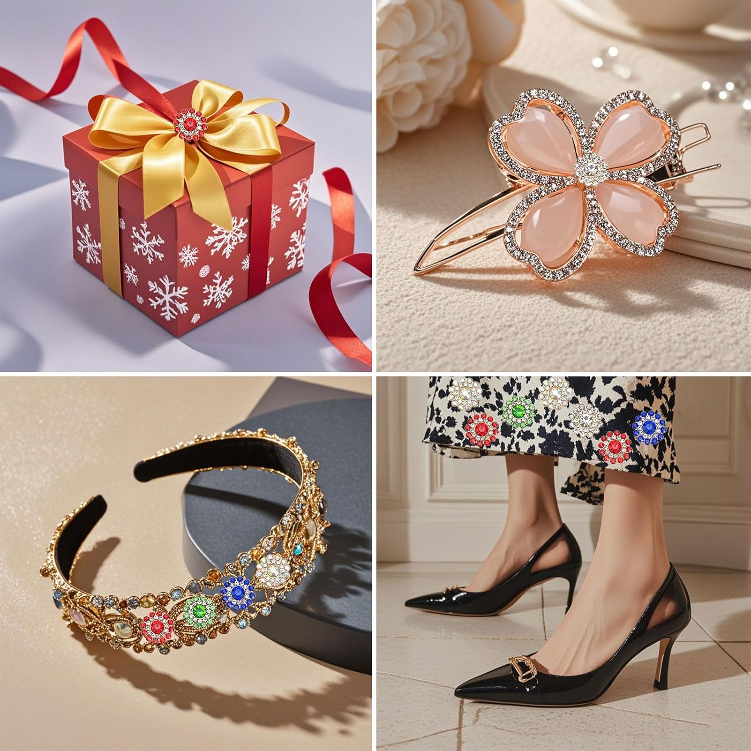 150Pcs 14mm Sew on Rhinestones Sunflower Flower Claw Rhinestones Crystal Glass Flatback Gold Base Glass Sew on Clothes Wedding Dresses Decoration Crafts(Mixed Colors) - Image 4