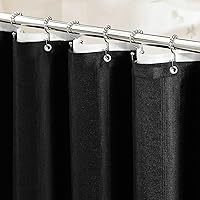 Vista 40 de BTTN Cortina de ducha extra ancha, de 108 x 72 pulgadas, juego de cortina de ducha de tela impermeable texturizada de lino con 18 ganchos