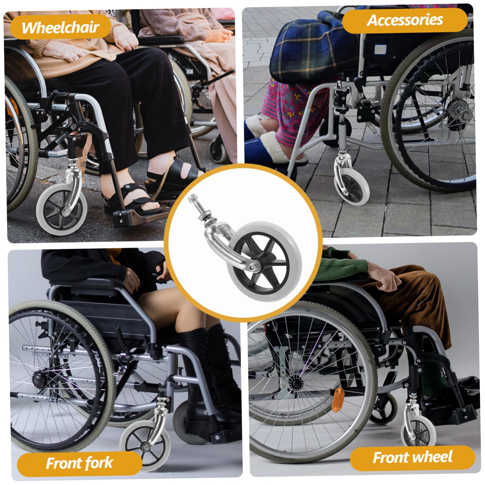 Gogogmee Wheelchair Wheel Wheels for Walker Wheel Chair Wheels Wheelchair Replacements Wheels for Wheelchair Walker Wheels Wheelchair Replacement Wheel Front Wheel Wheelchair Parts Rubber