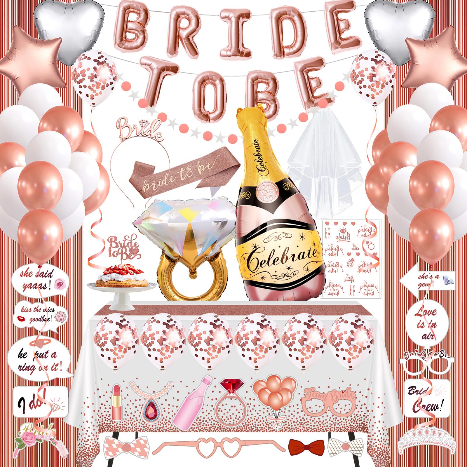 Bachelorette Party Decorations Naughty, Rose Gold Bridal Shower Party