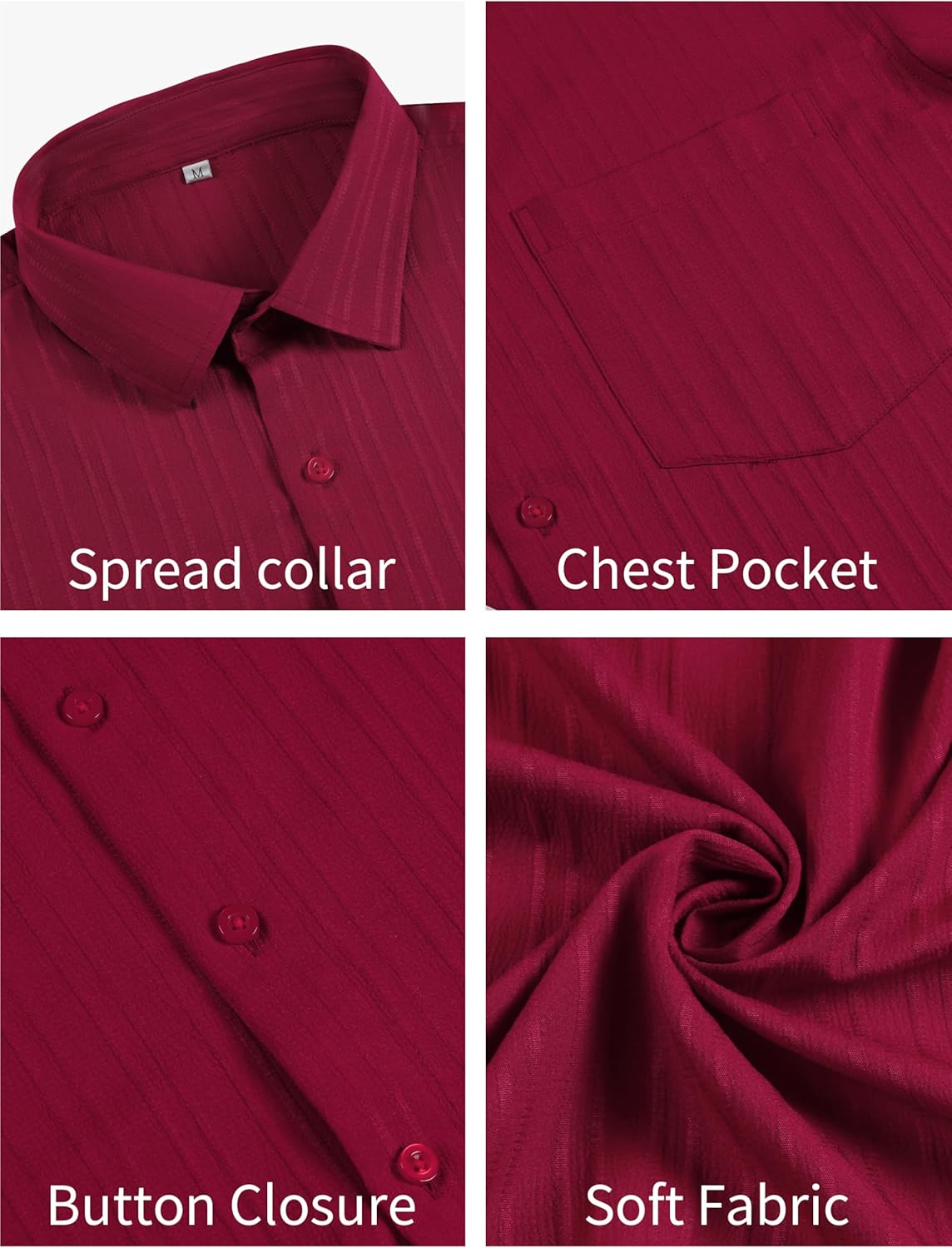 Mens Casual Button Down Shirts Short Sleeve Textured Summer Beach Vacation Shirt with Pocket - Image 5