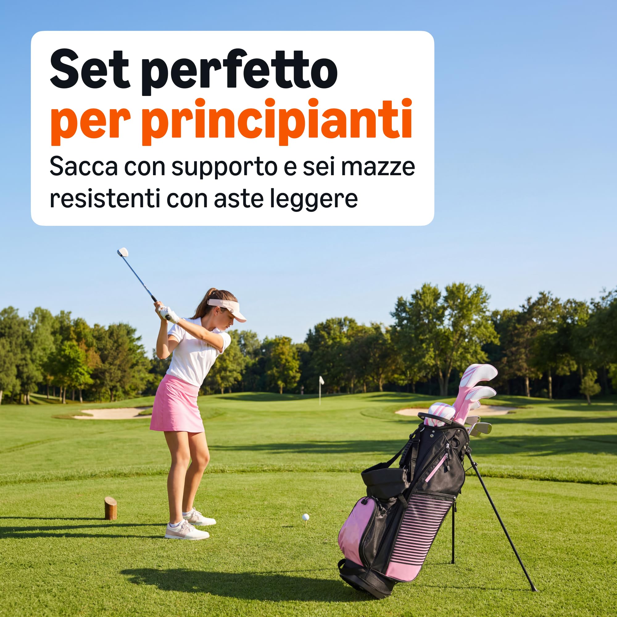 Amazon Basics Set di Mazze da Golf, 6 Pezzi con Sacca Stand, Faccia della Mazza Oversize, Baricentro Basso