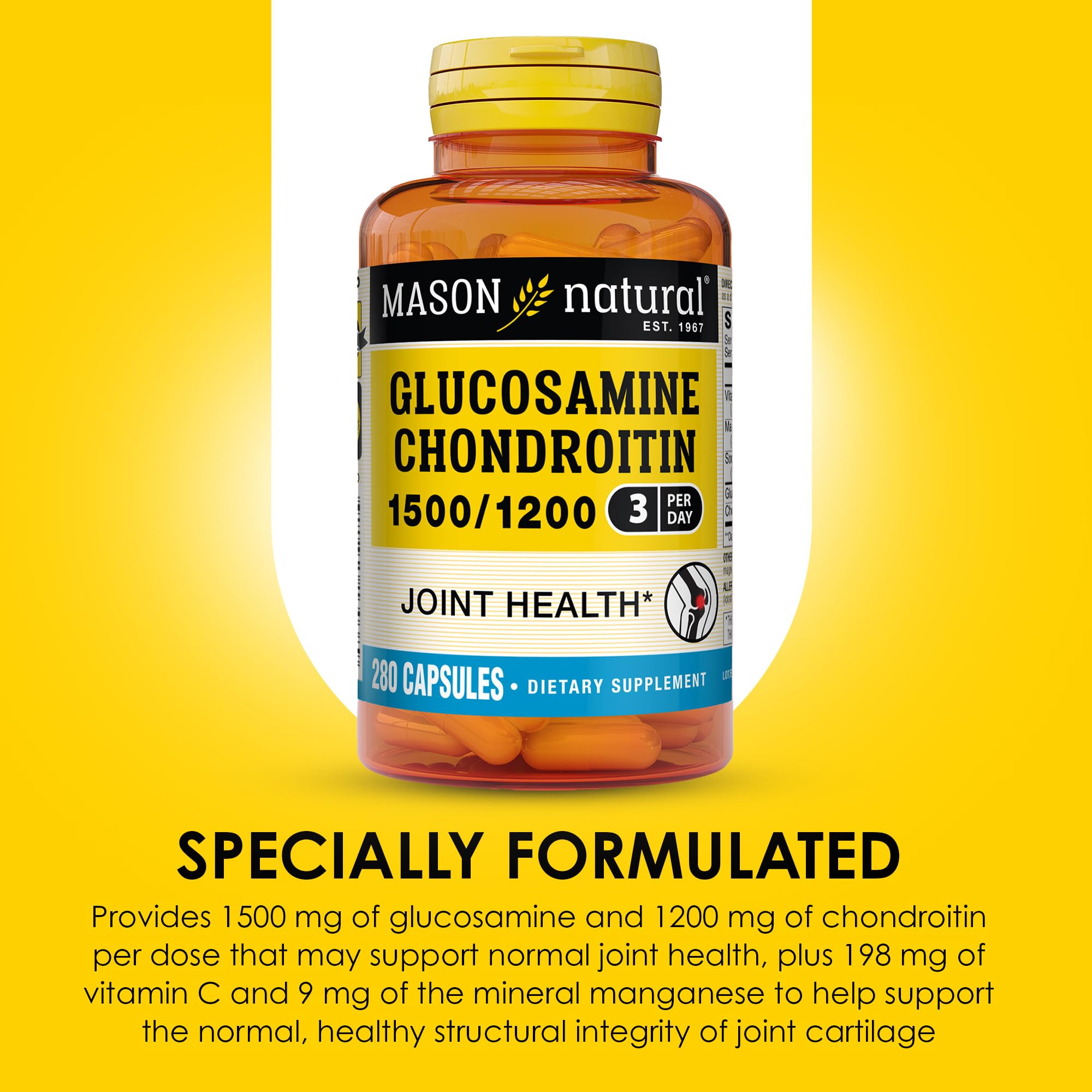 MASON NATURAL Glucosamine Chondroitin 1500/1200 & Vitamin C, 90 Day Supply — Amazon image 4