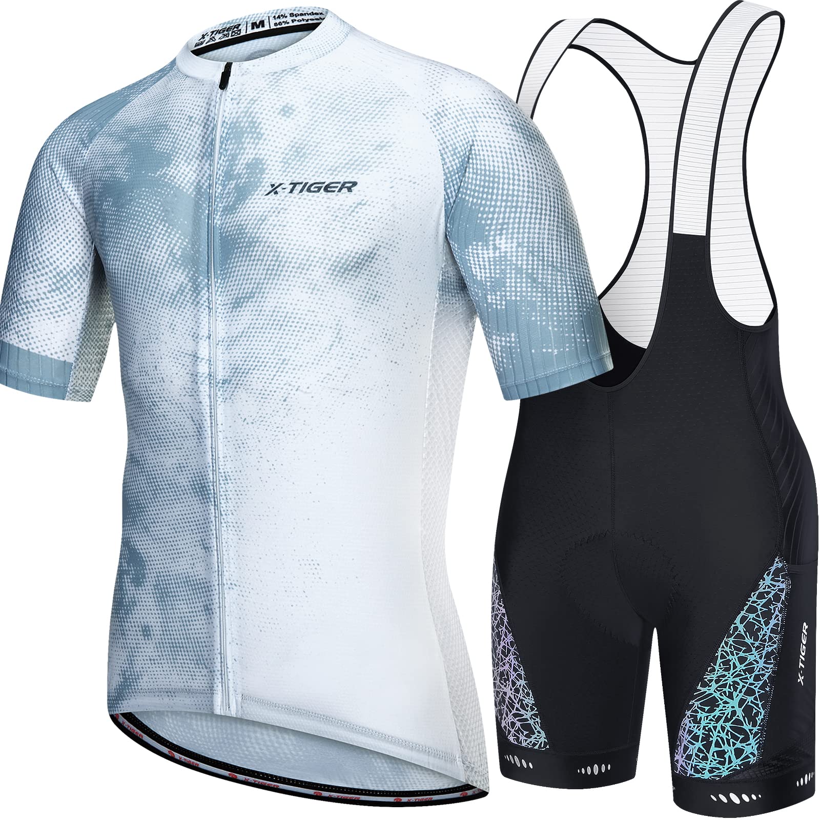 X-TIGER da Ciclismo Uomo 5D Gel Salopette Pantaloncini Corti Imbottiti Set di Abbigliamento Ciclista