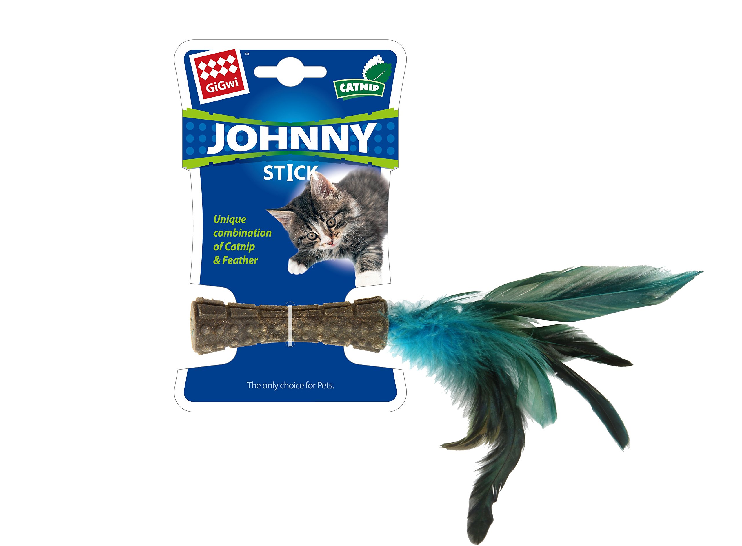 GiGwi Johnny Stick with Catnip for Cats, Interactive Cat Toy with Natural Feathers, 100% Organic Catnip, Perfect for Pounce, Bat, and Play, Stimulates Hunting Instincts in Kittens, Cats, Green (B077ZFQCGY) Amazon Price History, Amazon Price Tracker