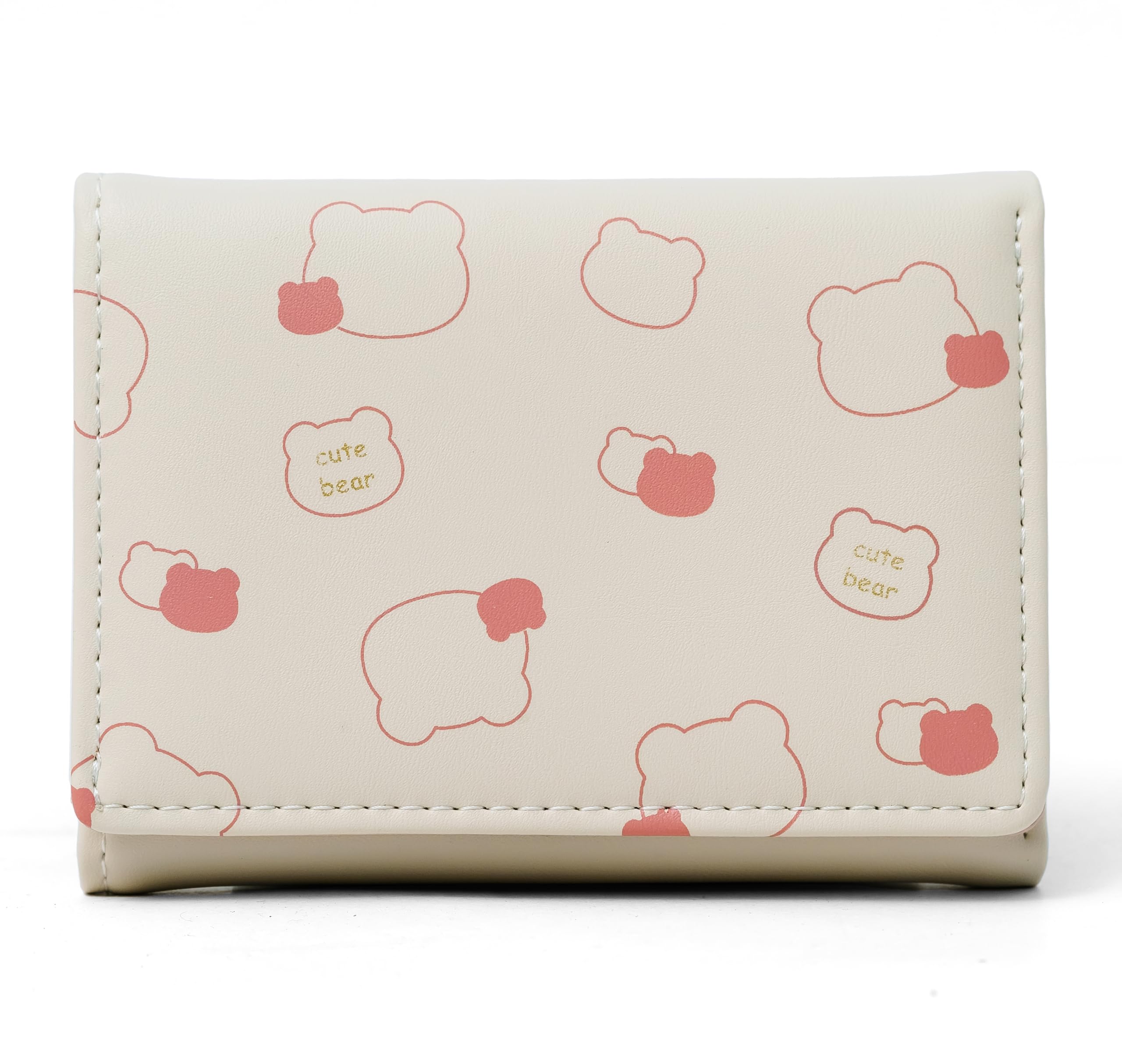 Tri-fold Wallet for Women Girls - Cards Coin Holder Mini Hand Purse - Faux Leather Stylish Wallets (White)-image-4