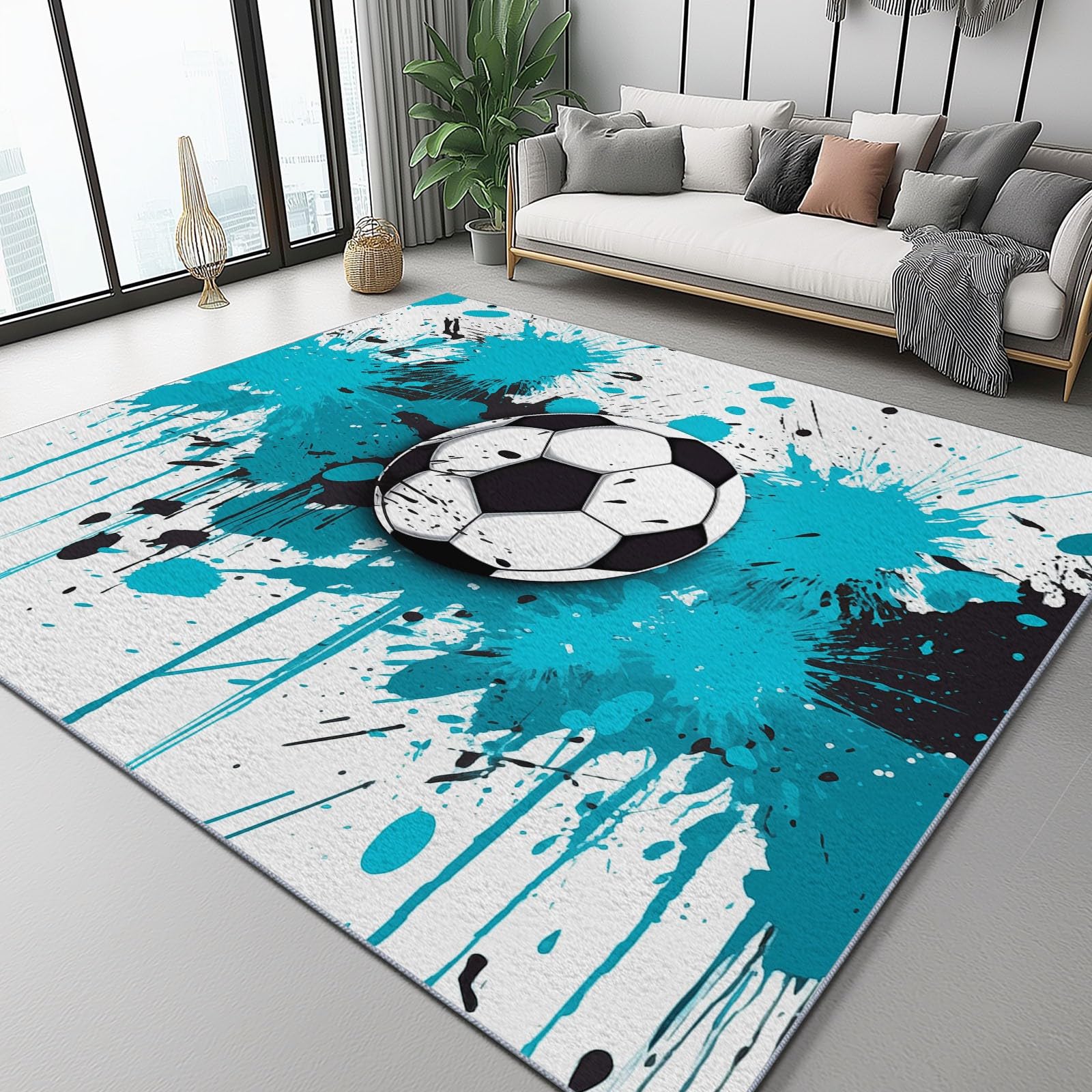 Tapis haut de gamme en cachemire ultrafin thème sport 140x200