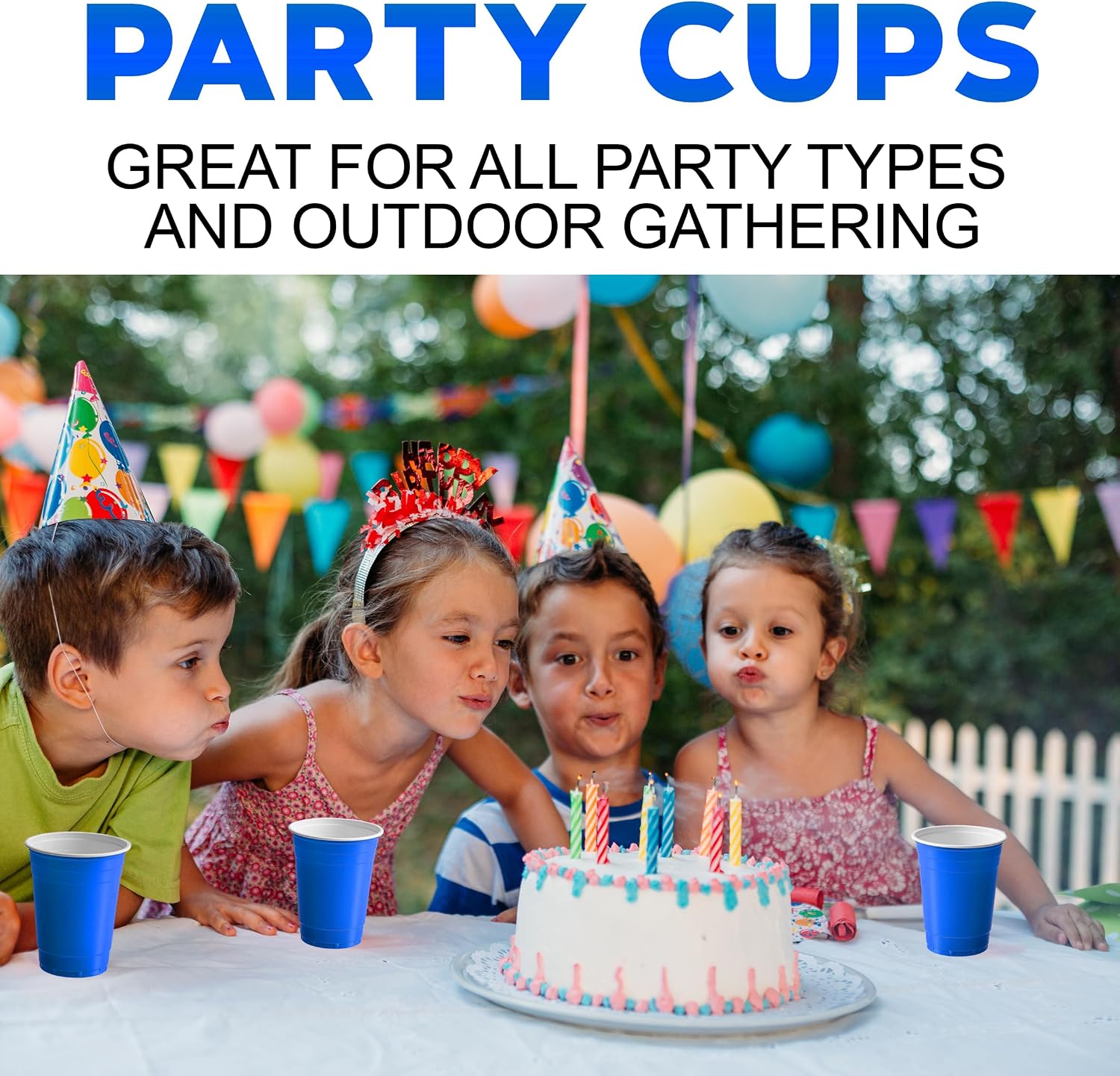 PAMI Blue Plastic Party Cups [Pack of 30]- 16oz Disposable Drinking Glasses- Colored Plastic Glasses For Iced Tea, Smoothies, Punch, Beer, Cocktails & Cold Drinks- Beerpong Cups