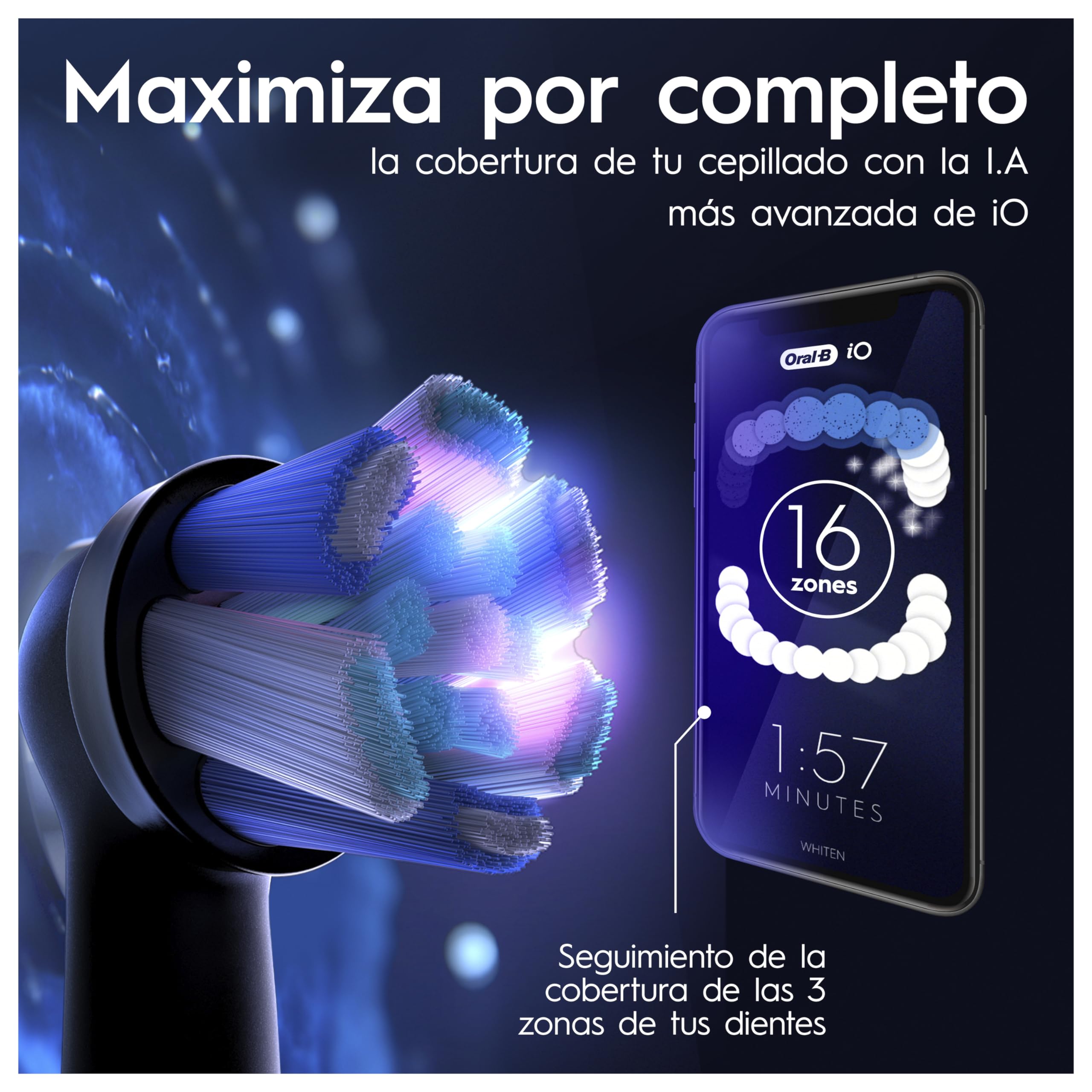 Oral-B iO 10 Cepillo de Dientes Eléctrico con 7 Cabezales, Negro | Cepillo Dental con Estuche Cargador de Viaje, 7 Modos de Cepillado con Blanqueamiento Dental, Recambios Ultimate Clean