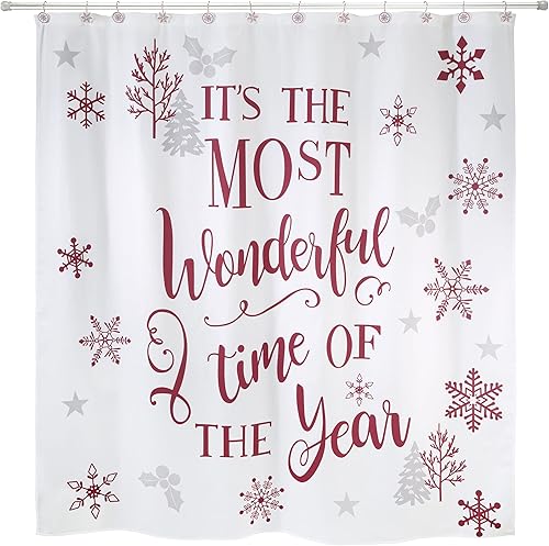 Avanti Linens - Cortina de ducha de tela, decoración de baño de vacaciones (colección brillante, 72 pulgadas) Avanti Linens - Cortina de ducha de tela, decoración de baño de vacaciones (colección brillante, 72 pulgadas)