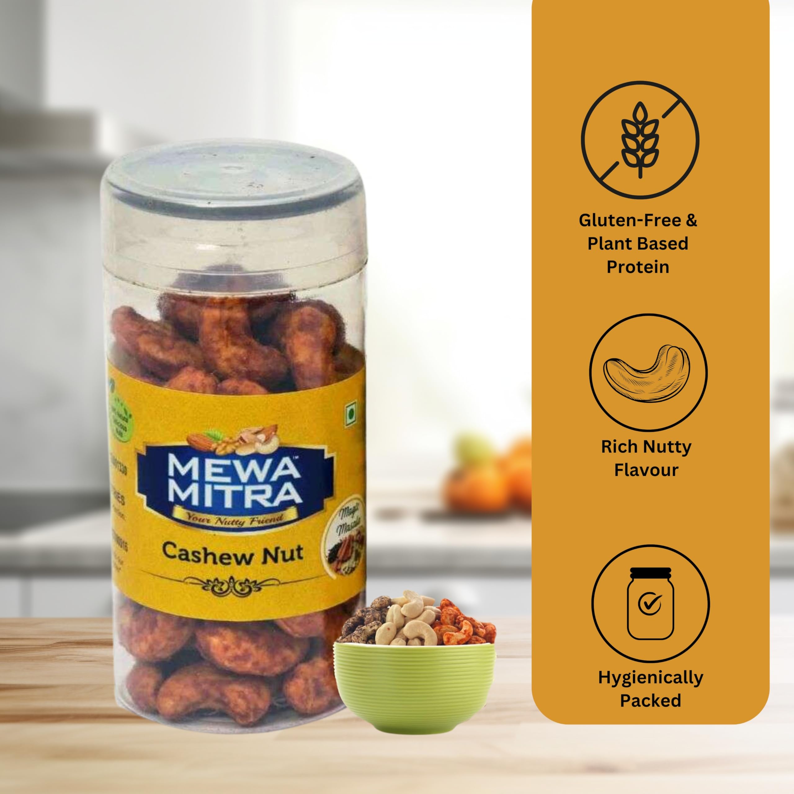MEWA MITRA W210 Magic Masala Cashews - Spicy Kaju Snack, Gluten-Free & Plant Protein | Crunchy Roasted Nuts for Anytime Snacking (Pack of 5, 100g) 4