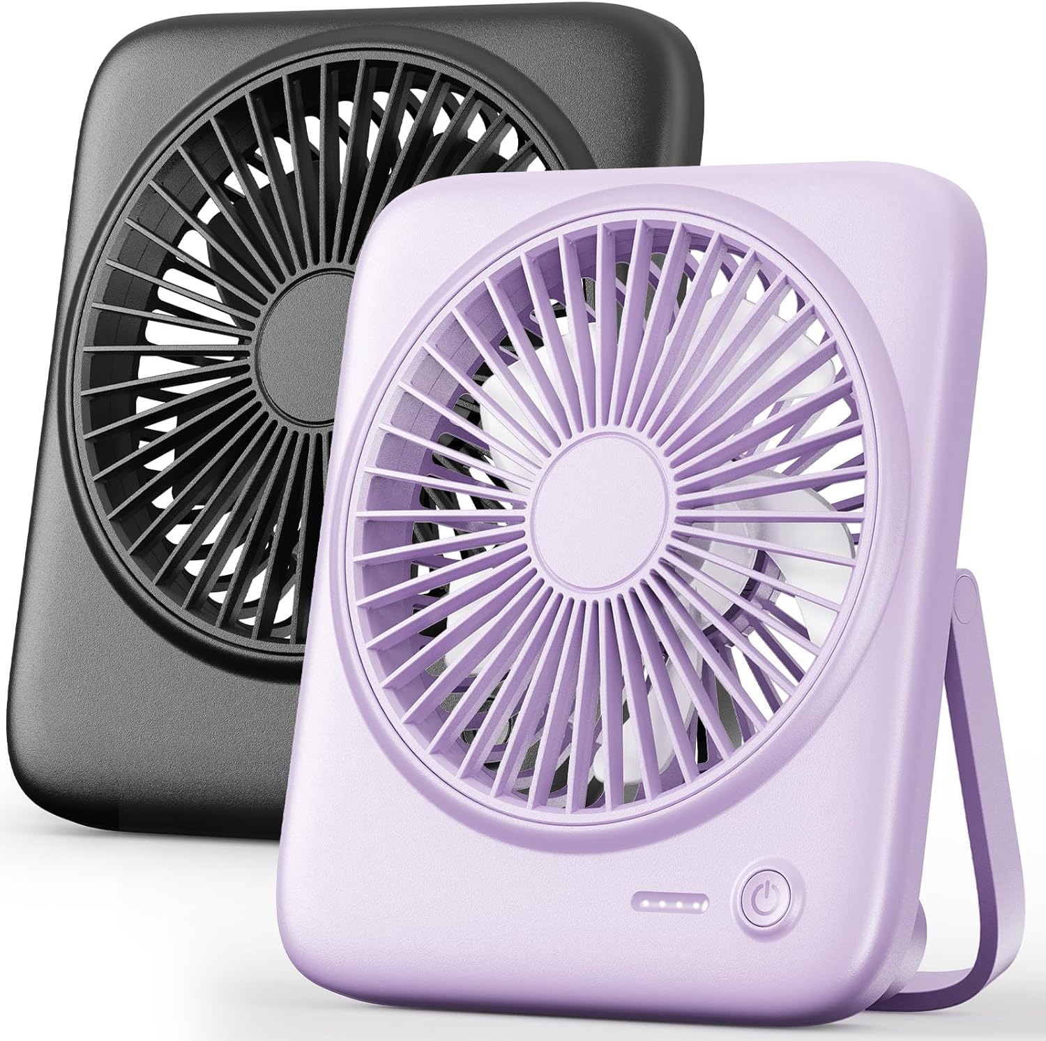 Otlonpe Personal Portable Desk Fan 2 Pack, 4000mAh Small Rechargeable Portable Fan Battery Operated & USB Powered for Travel Sleeping Bedroom Office Home Table, Cordless, Quiet, 4-Speed, 6.5 Inch