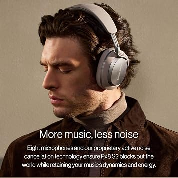 Bowers & Wilkins Px8 S2 Wireless Noise Cancelling Headphones with Bluetooth Quick Charge Function 30 Hours High Resolution Playback & Microphone - Pearl Blue
