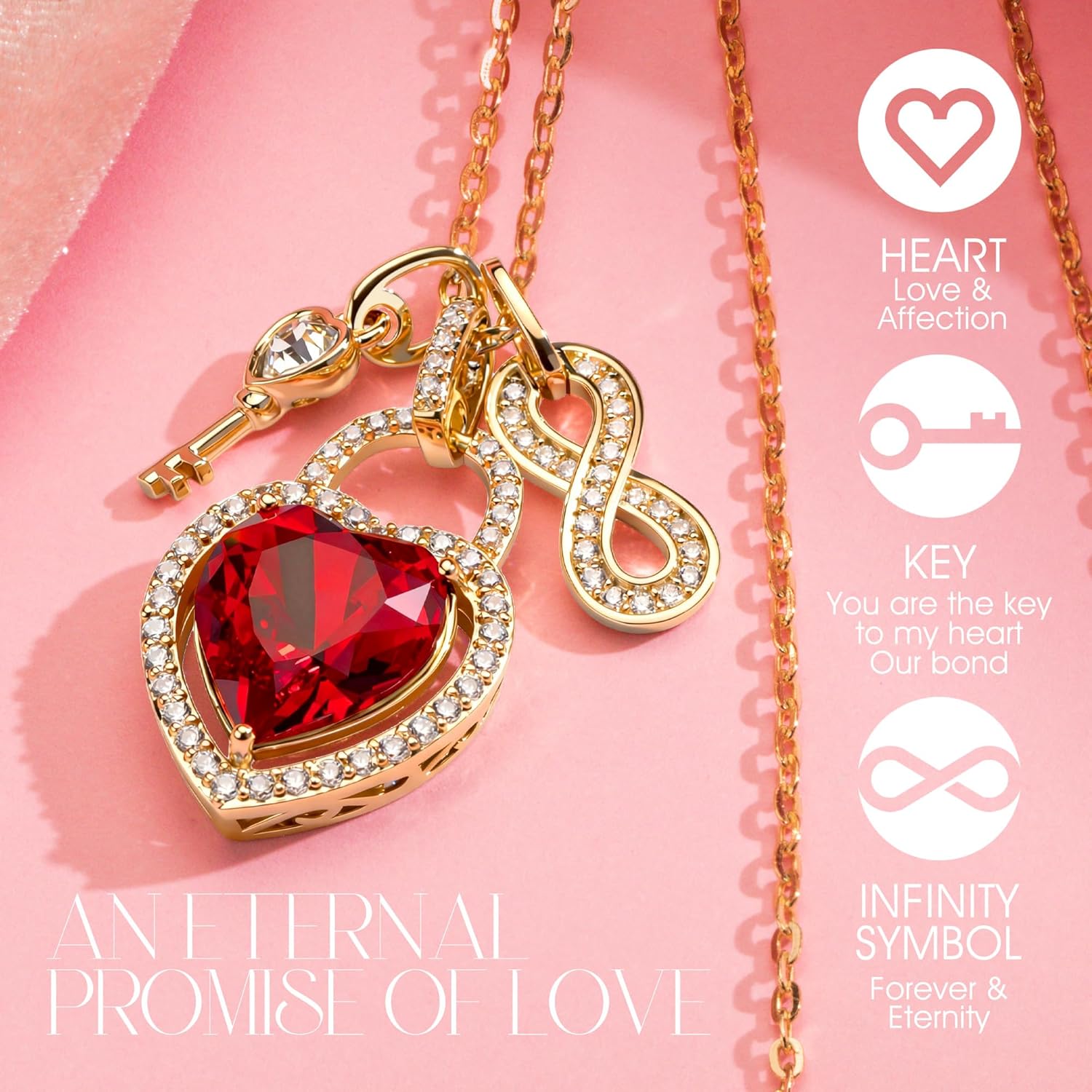 Eternal Love Necklace for Women, Created with Swarovski® Crystals 18"+2" Necklace, ... - Image 2