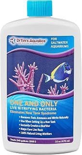 Dr. Tim’s Aquatics Saltwater One & Only Nitrifying Bacteria – For New Fish Tanks, Aquariums, Water Filtering, Disease Treatment – H20 Pure Fish Tank Cleaner – Removes Toxins – 16 Oz.