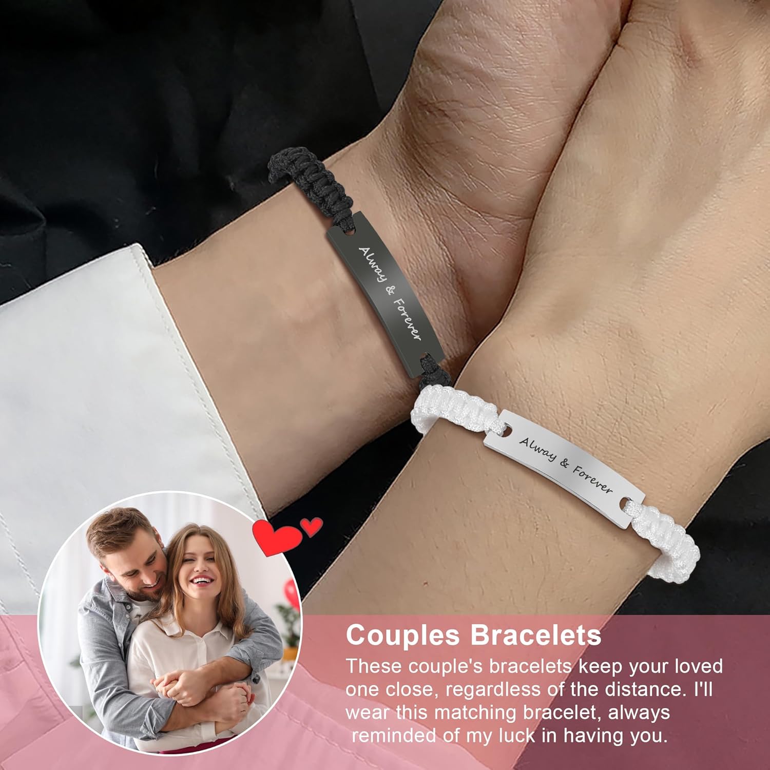 Couple Matching Bracelets, Bf And Gf Bracelets, Best Friend Friendship Relationship Bracelet,Stretch Adjustable Bracelets Jewelry for Him and Her - Image 2