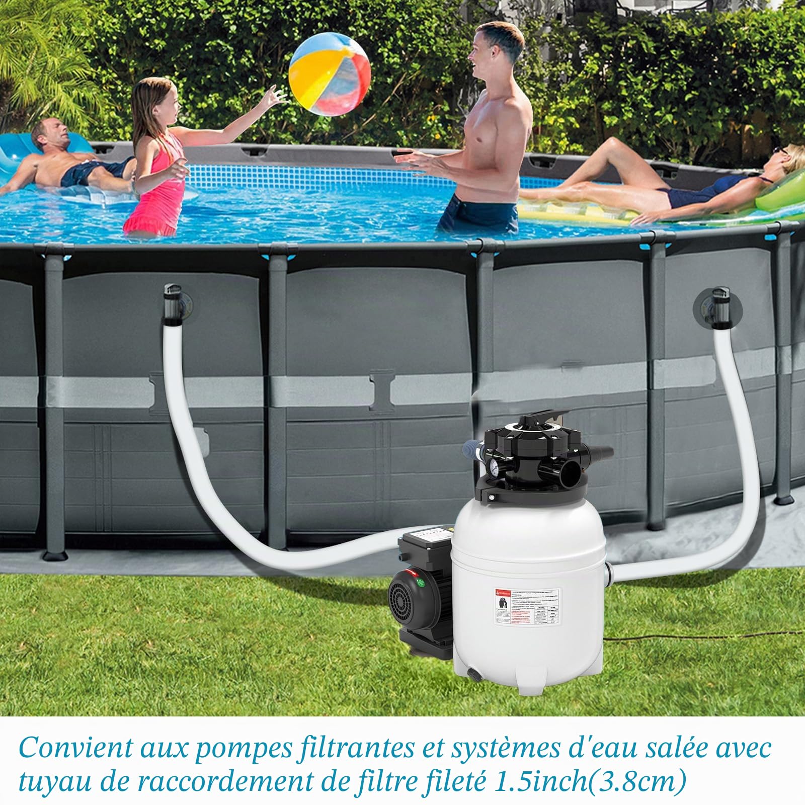 Lot de 2 tuyaux de rechange pour pompe de piscine Intex, 38 mm/150 cm, avec 2 adaptateurs de tuyau de type B