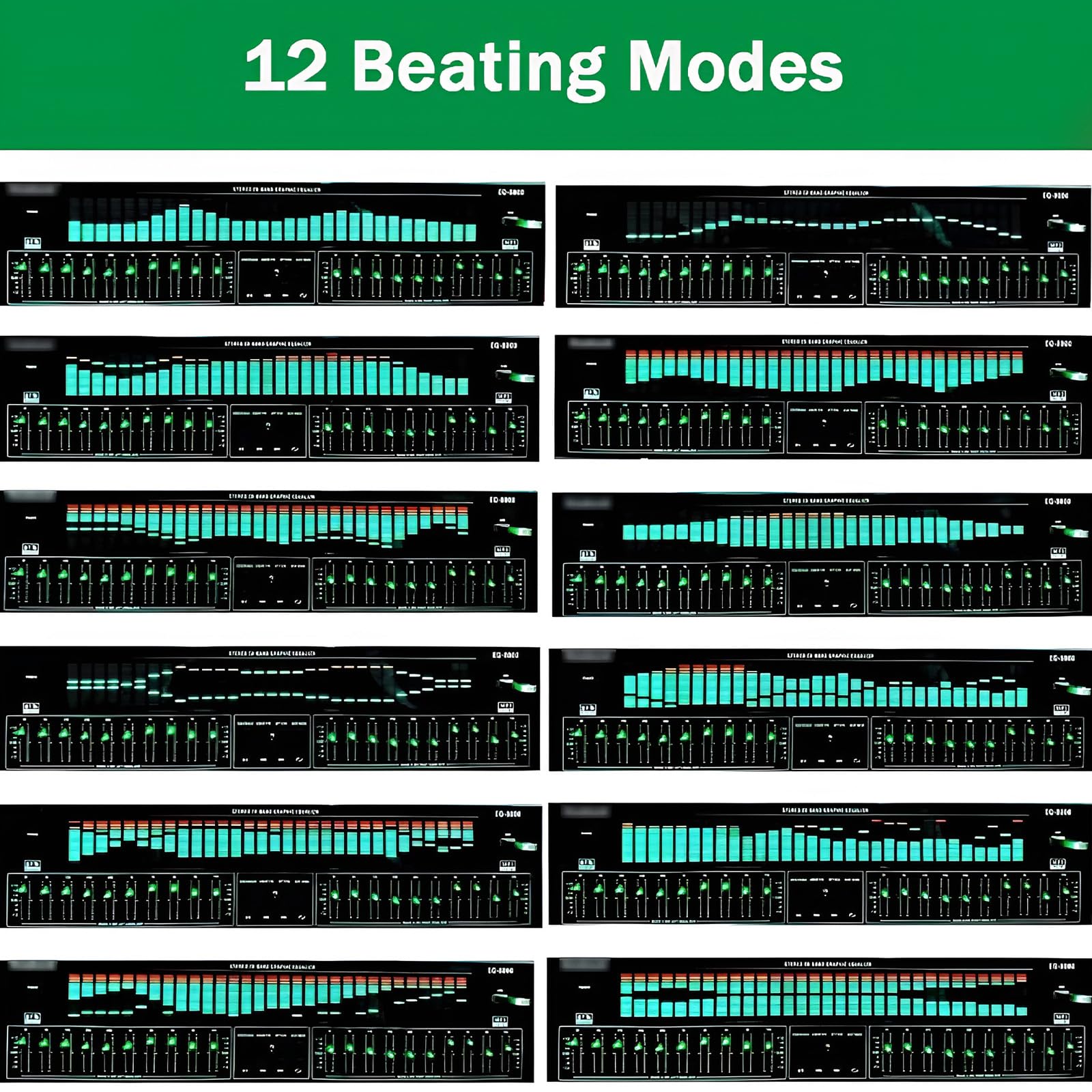 31-pasmowy cyfrowy korektor graficzny, analizator spektrum muzyki HiFi z 12 wzorami rytmicznymi i 10-segmentowym niezależnym strojeniem do studia nagraniowego i użytku DJ-a