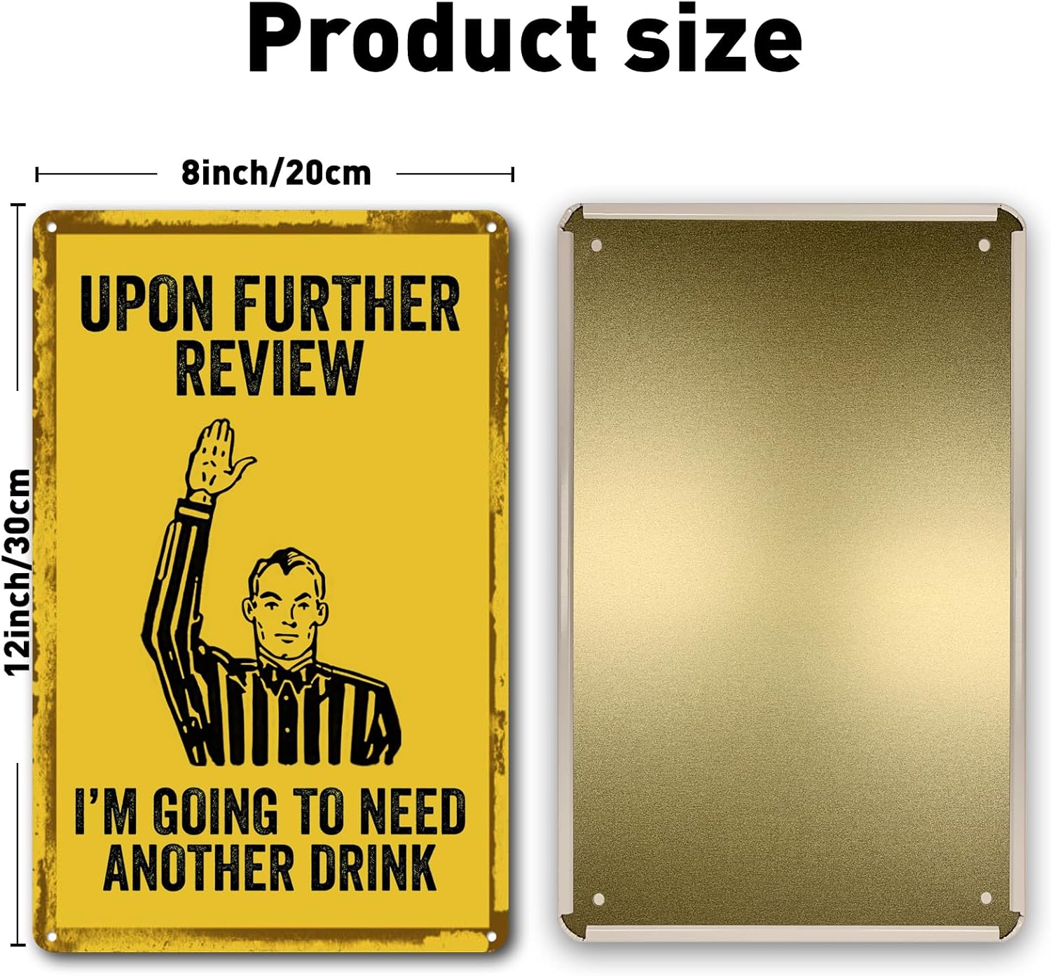 Yellow Metal Football Referee Sign for Garage or Man Cave