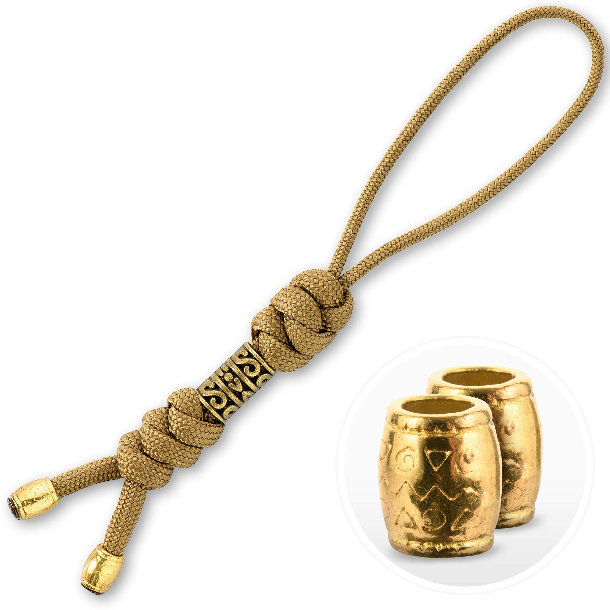 M-Tac Knife Lanyards with Beads - Paracord Lanyard - Tactical Lanyard for Knife – Zeus (Coyote)