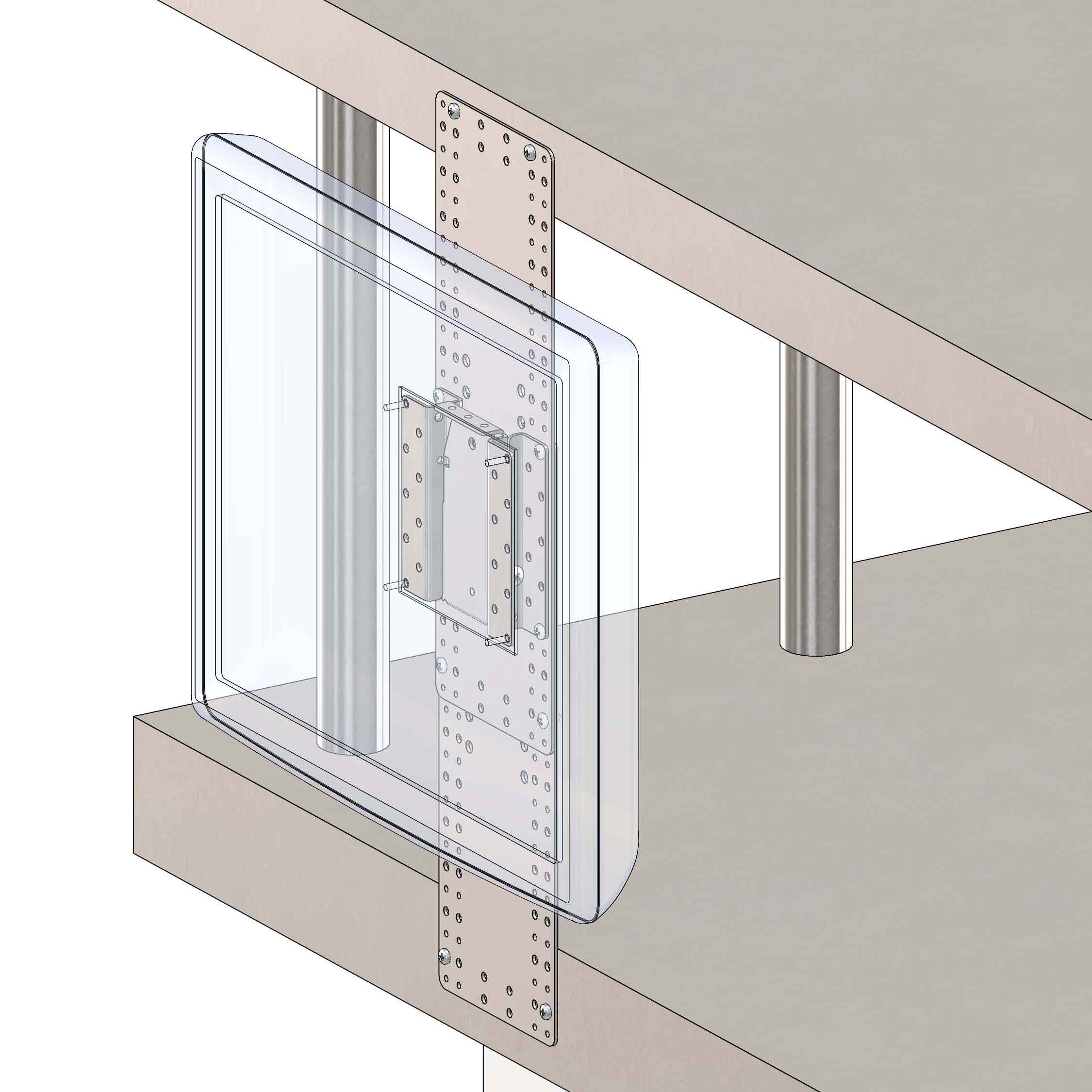 Shelf Bridge Screen Support System (Stainless Steel), 75/100mm VESA Compatible