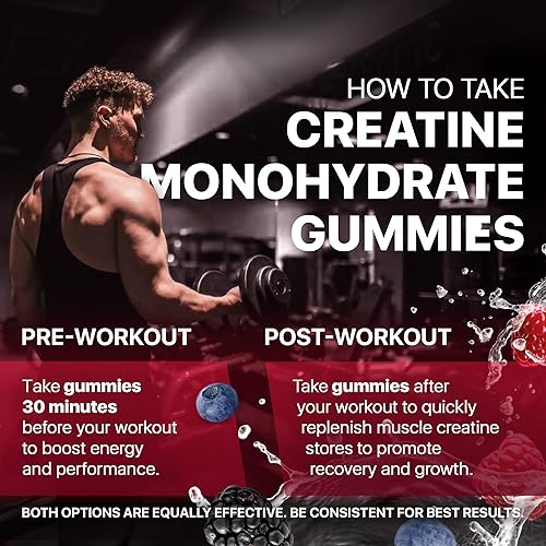 Miniatura 5 de Gomitas masticables de monohidrato de creatina, 0.18 oz por porción, sin OMG, veganas, aptas para viajes