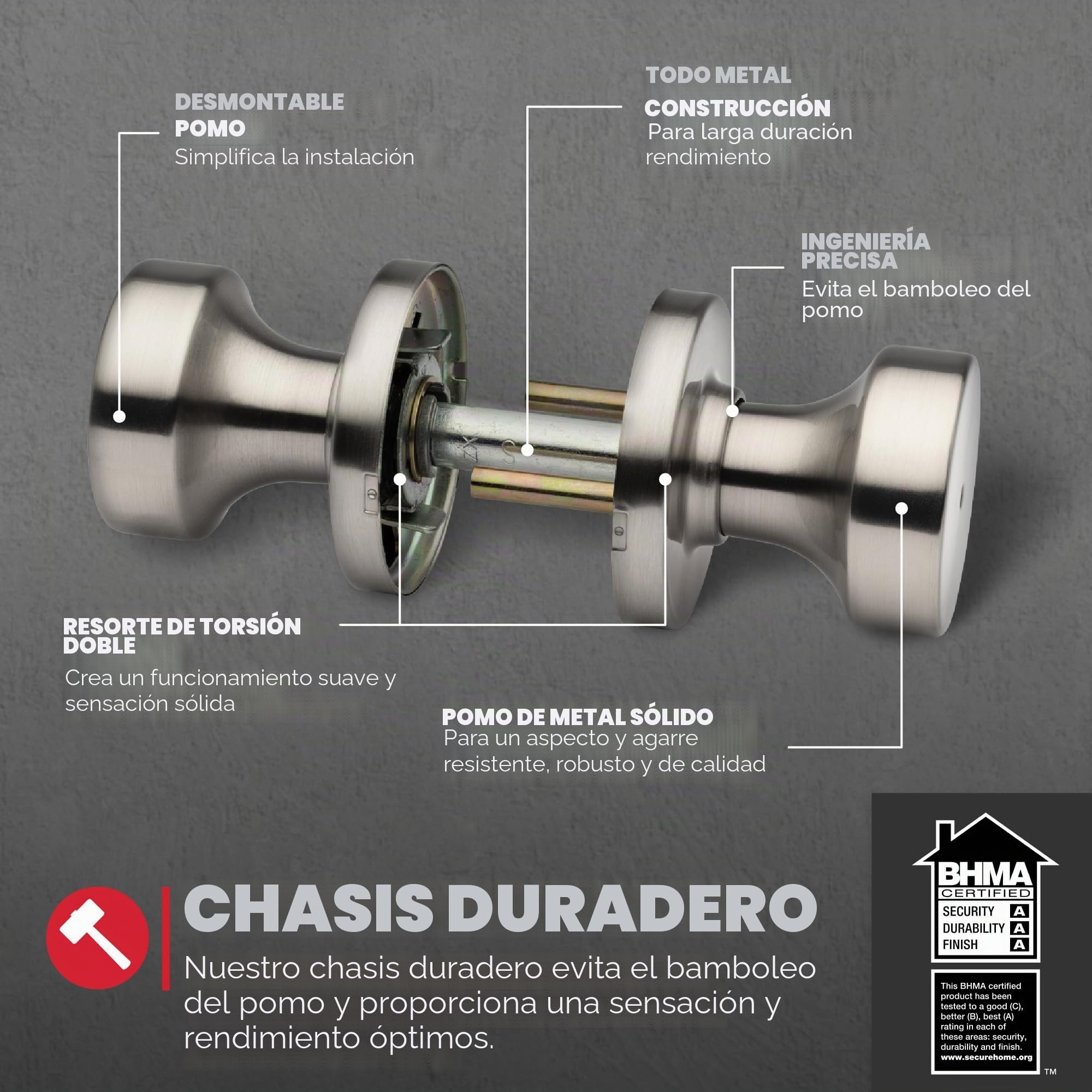 Kwikset 97300-933 Pismo - Pomo redondo para puerta de dormitorio o baño, níquel satinado