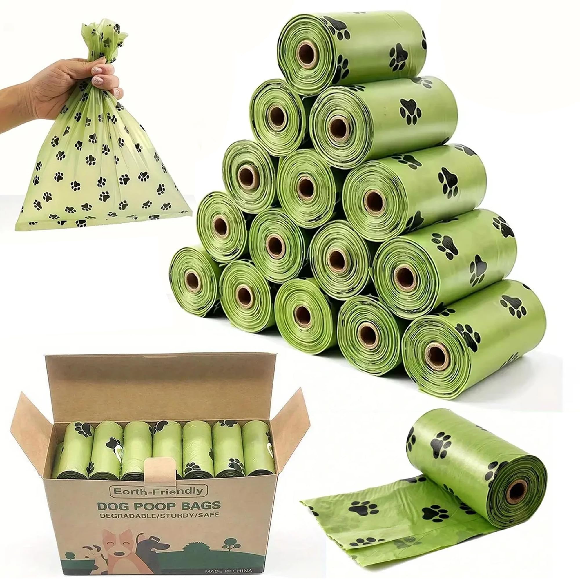 Jupiterjx 630 Bags (42 Rolls) Dog Poo Bags – 42 Rolls 630 Poop Bags, Biodegradable Pet Poo Waste Bag, 100% Leak Proof Extra Thick For Outdoor Walking Green Doggy Bag Unscented (630 Bags - 42 Rolls)