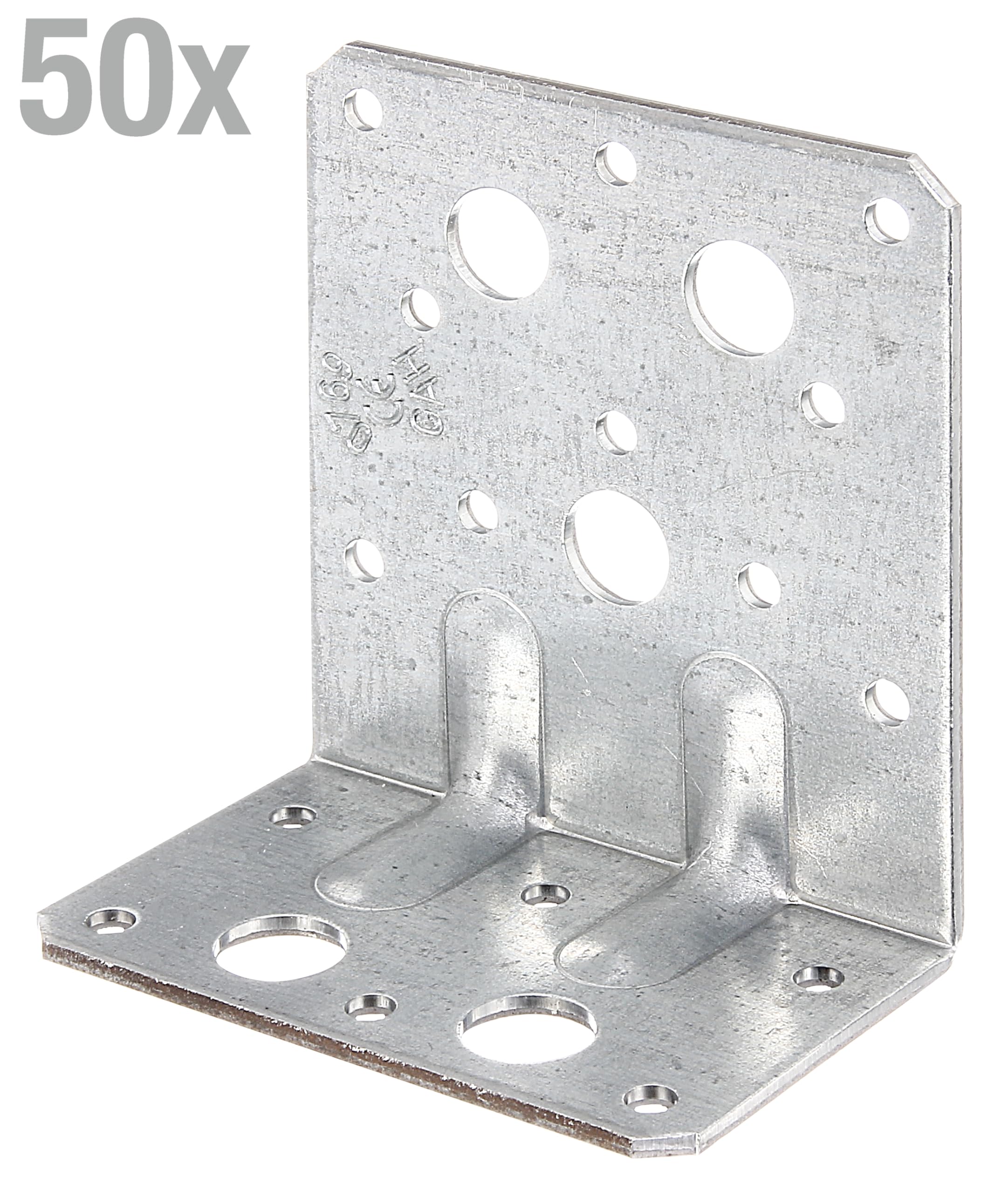 Alberts 859220 Escuadra reforzada con nervio, Galvanizado Sendzimir, 50 x 90 x 80 mm, Juego de 50