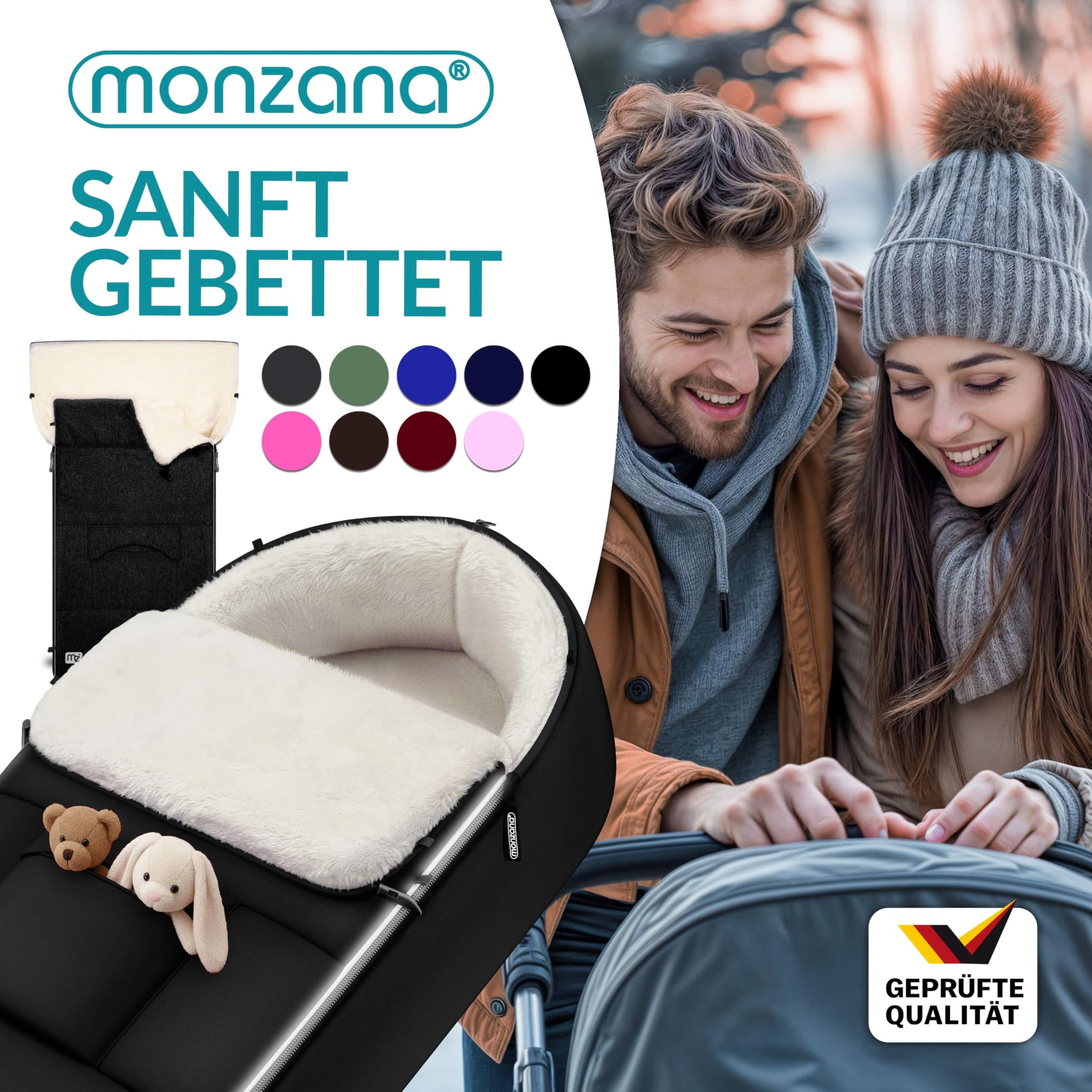 Monzana Sacco Passeggino Invernale Termico Coprigambe Neonato Riflettente Bebè Fasciatoio Seggiolino Ovetto