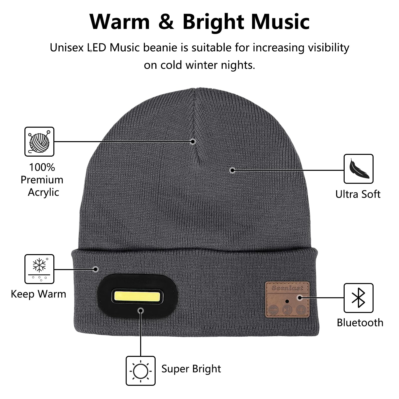 Regalo Uomo Cappello Bluetooth Berretto Uomo Idee Regalo Natale Cappello Sportivi Musicale Bluetooth Lavorato a Maglia Berretto Cappello Invernali con Cuffie Stereo e Microfono Vivavoce