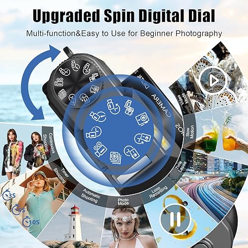 Miniatura 4 de Cámara digital 6K para fotografía, cámara de vlogging de 64MP para YouTube con pantalla abatible de 180 de 3 pulgadas, zoom automático de 16X,