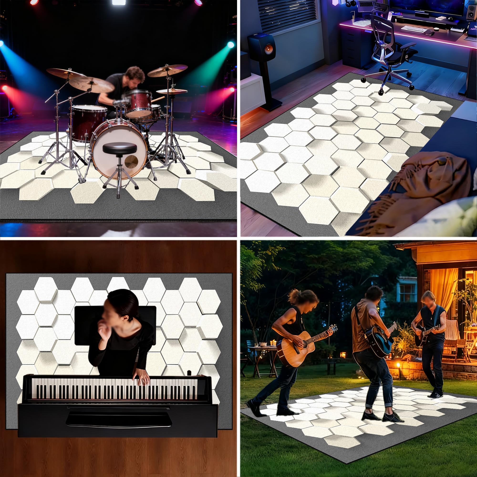Dywan z baterią akustyczną, dźwiękoszczelny dywanik z baterią, elektroniczny dywanik do bębna basowego, antypoślizgowy do bębna basowego i innych elementów zestawu dywaników do dywanika 150 x 120 cm