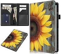 Vista 1 de RYUITHDJP Libros de servidor, libro ampliado de 9 x 5 pulgadas para camarera, libros de camarera con bolsillo con cremallera, diseño de girasol