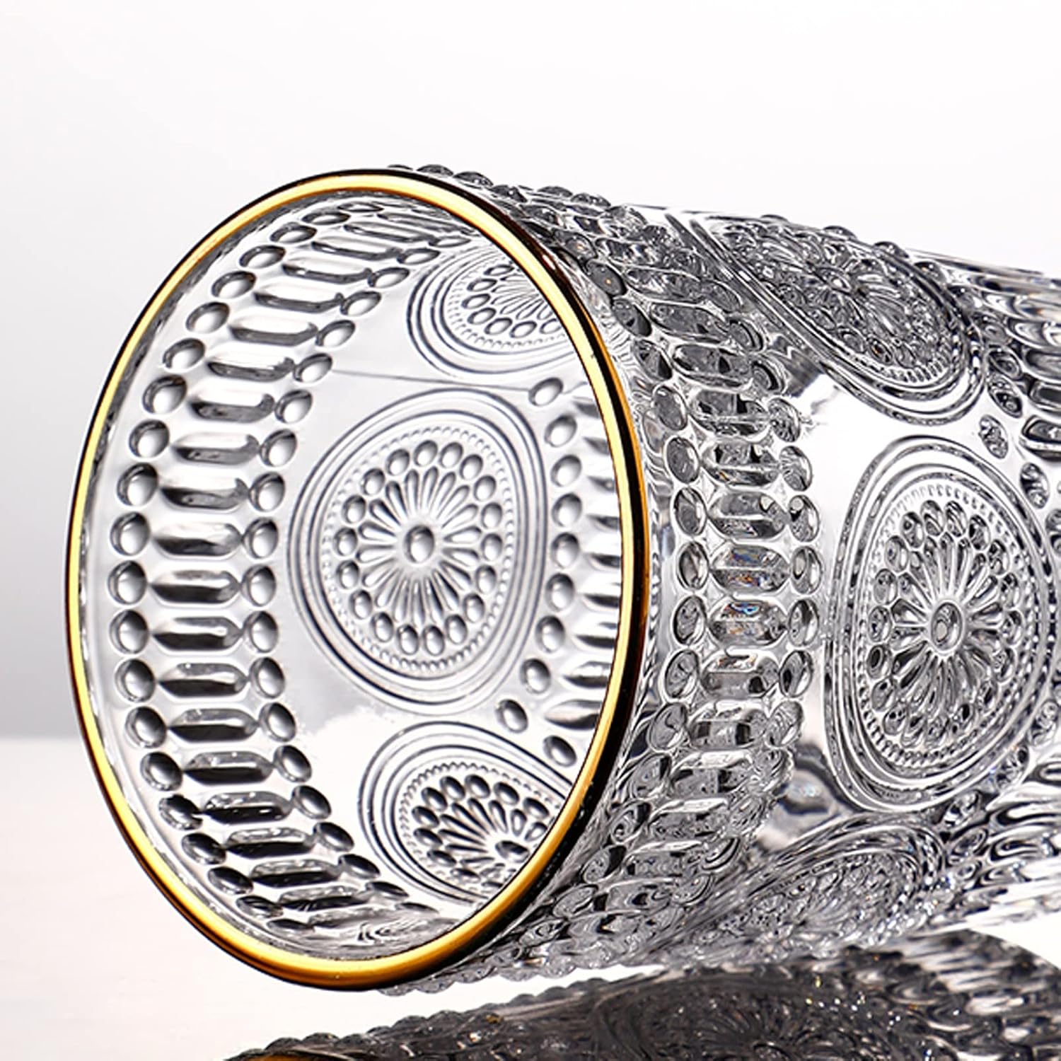 Glass Cups/Glass Tumblers 6 Pcs Household Drinking Cups Water Cup Juice Glasses for Drinking Tea Transparent Cup Kitchen Dining Bar Tools Drinking Glasses Drinking Glasses ( Color : 1 , Size : L )