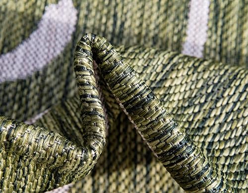 Miniatura 7 de Unique Loom Outdoor Botanical Collection - Alfombra rizada, 4 pies 1 pulgada x 6 pies 1 pulgada, rectangular, verdemarfil