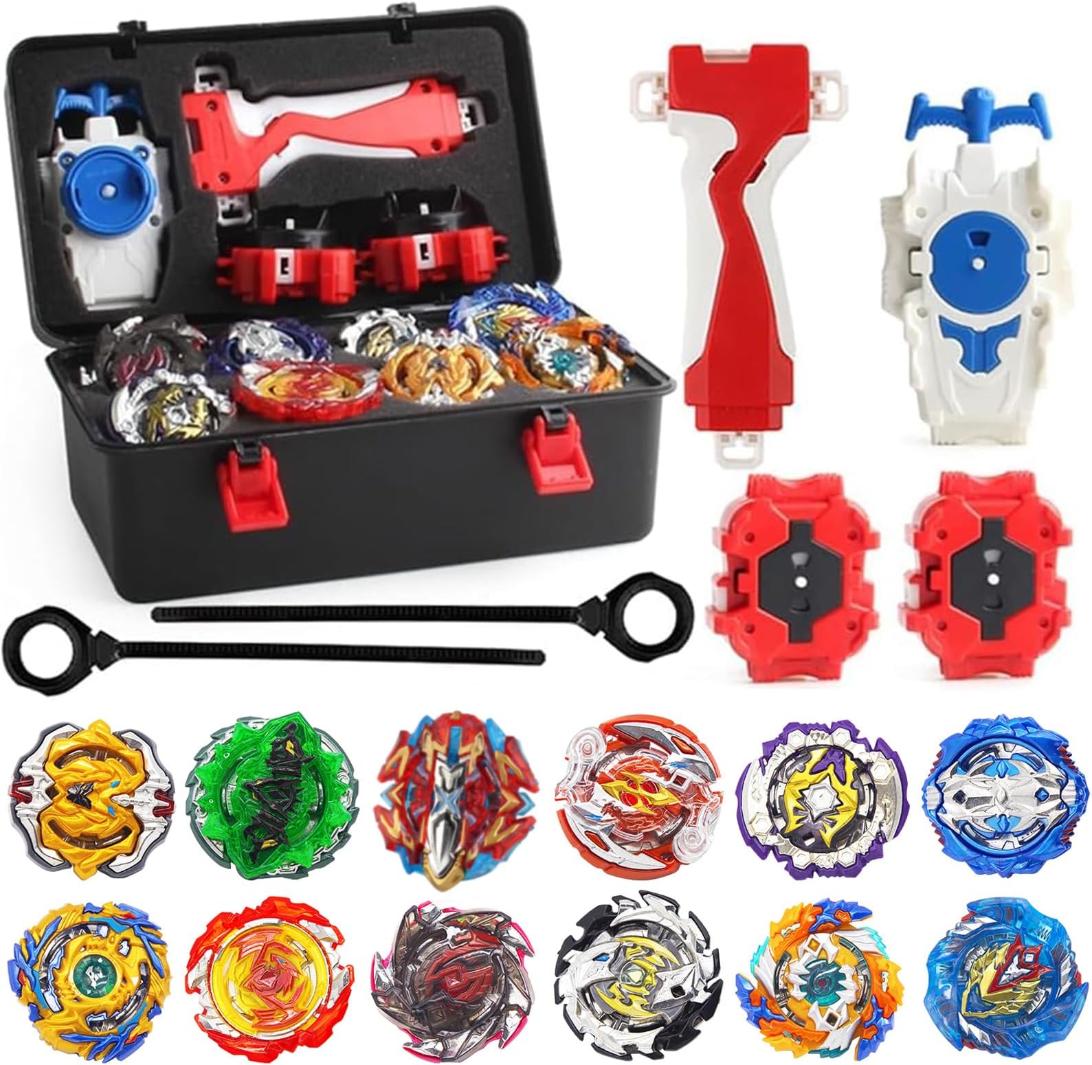 OBEST Spinning Tops Set With Launcher, Battling Tops Burst Turbo Set Metal Fusion 4D Toy Game Gyro Starter Pack for Boys Kids Children