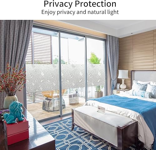 Miniatura 2 de DKTIE Película decorativa para ventana de adherencia estática con herramientas de instalación, película de privacidad no adhesiva, película de
