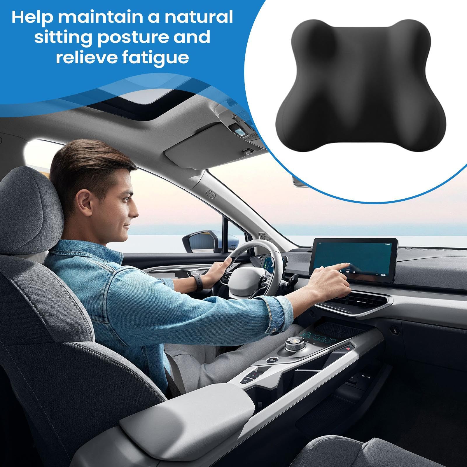Auto Kopfstütze Und Lendenstütze Ergonomisches Zubehör für das Autofahren | Auto Nacken- und Rückenstütze Für Stuhl Büro Schreibtisch Couch Reise Sessel Spiel Flugzeug