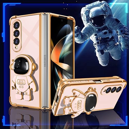 Miniatura 5 de Coralogo Funda para Samsung Galaxy Z Fold 4, diseño de astronauta linda para mujeres y niñas, con soporte oculto de astronauta, diseño 6D para