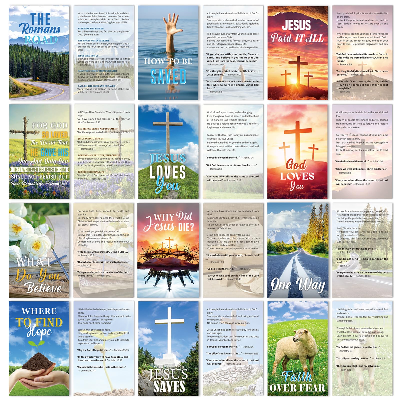 cosmisun Gospel Tract Card Plan of Salvation 240 Pcs Christian Inspirational Plan of Salvation Cards Pocket Holy Postcard Bible Verse Bookmark Prayer Gift for Women Men Party Church Evangelism