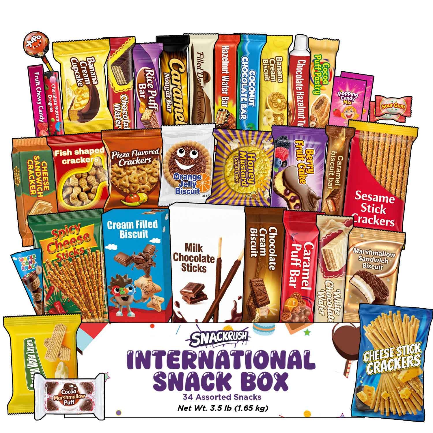 SnackRush International Snack Box 34 Count