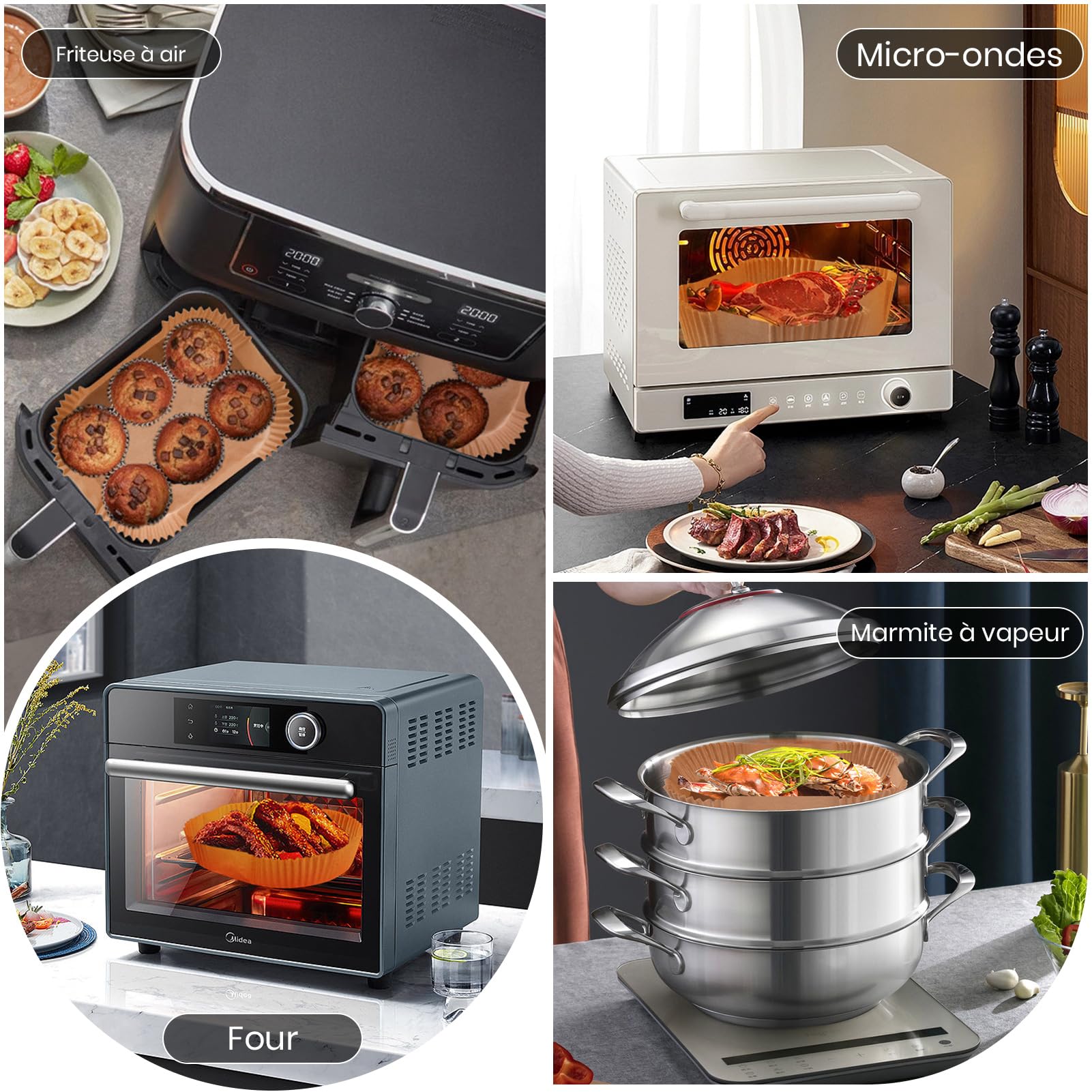 120 Pièces Papier Cuisson Air Fryer, Papier Sulfurisé pour Ninja Foodi Max Air Fryer, 20,5x14cm Rectangulair Paper Liner Friteuse Huile Accessoires pour Ninja AF300EU /AF400EU /Cecotec Double Airfryer