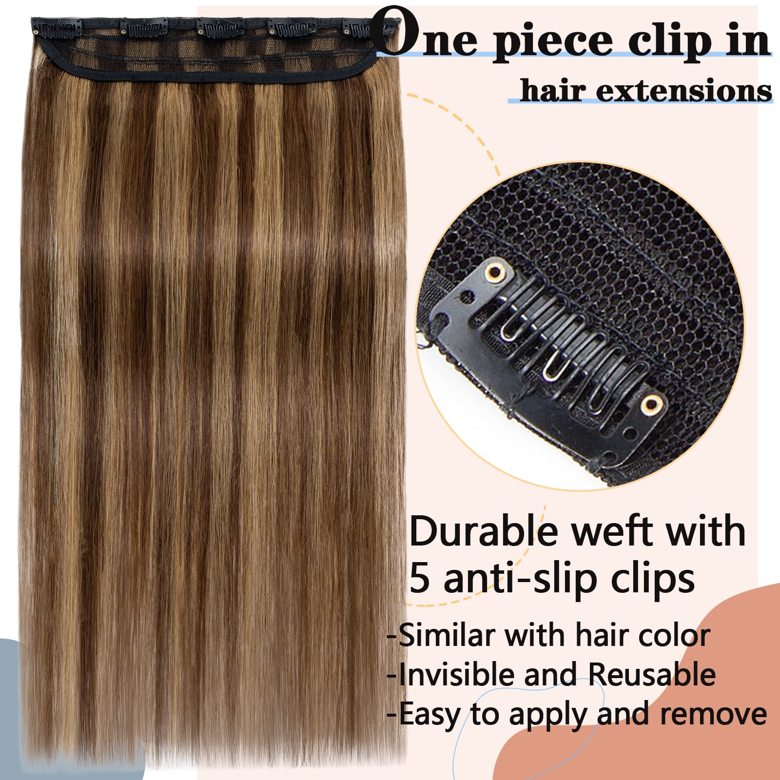 Full Head One Piece Clip In Extension #4/27 Amazon.com : S-noilite One Piece Clip in Hair Extensions  main image 2