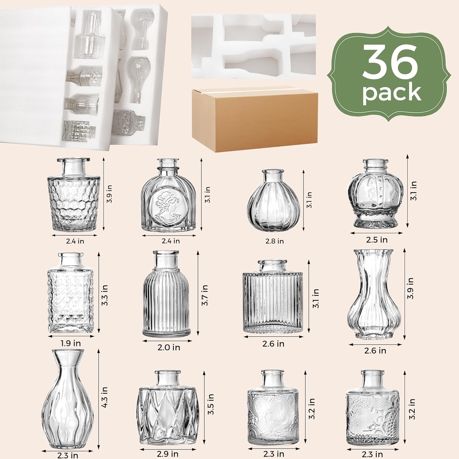 Bud Vase Set of 36PCS, Wedding Centerpieces for Tables Mini Clear Bud Vases for Flowers Small Flower Vases Suitable for Birthday Party Anniversary Wedding Baby Shower - Image 2